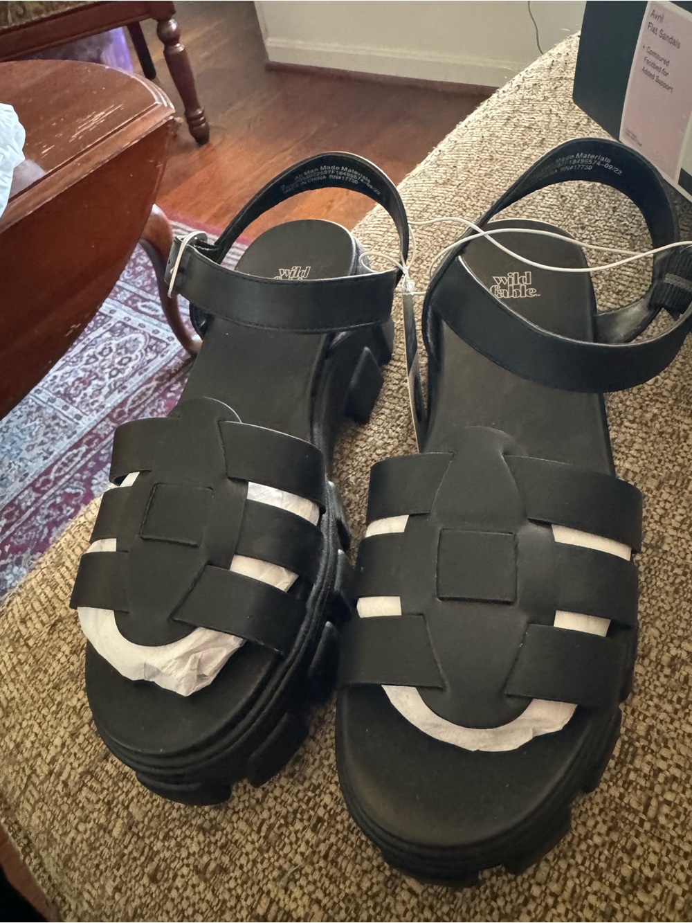 wild fable Black Avril Flat Chunky Strap Sandals